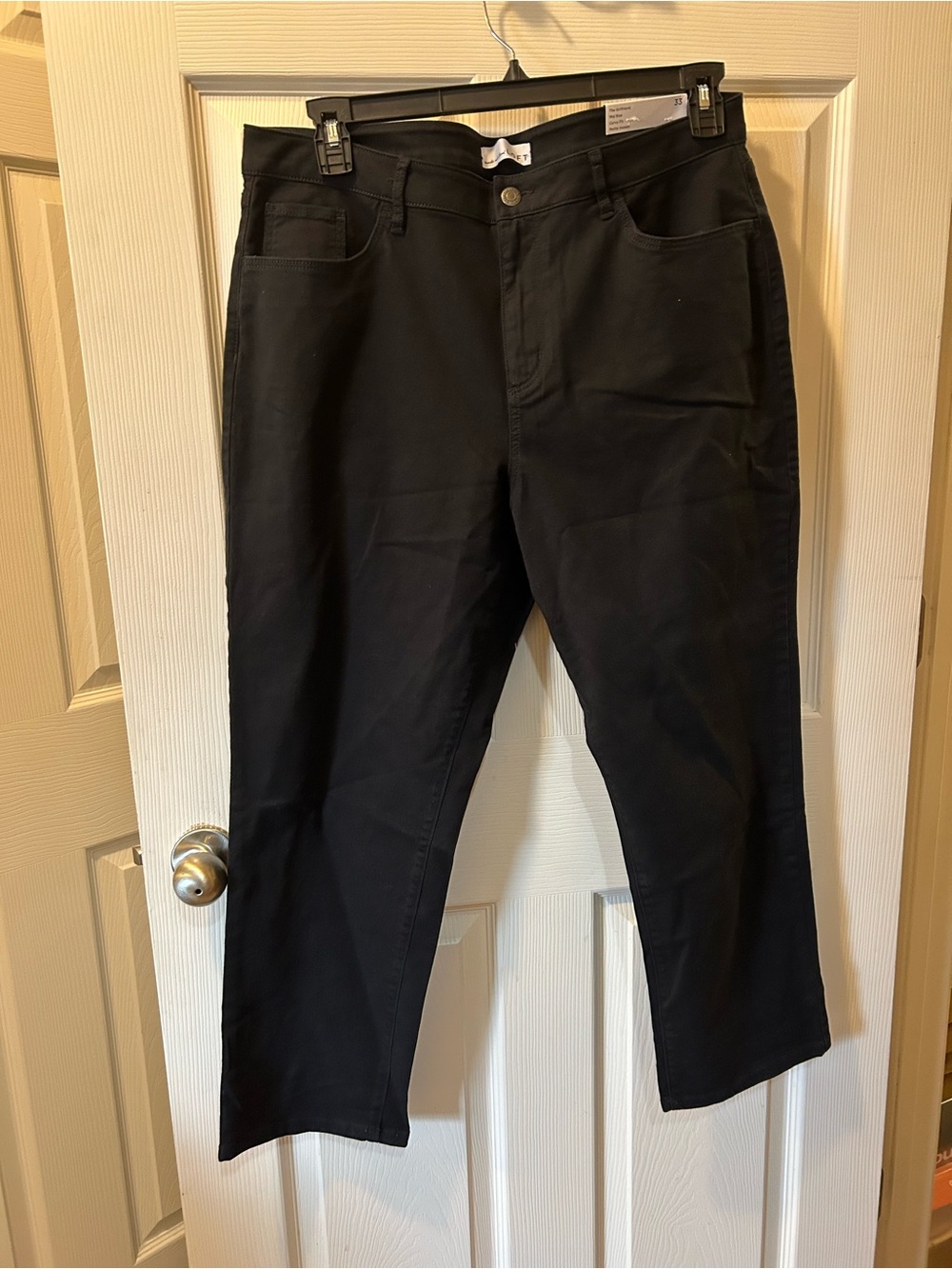 Loft Size 33 The Girlfriend Mid-Rise Curvy Petite Black Jeans NWT